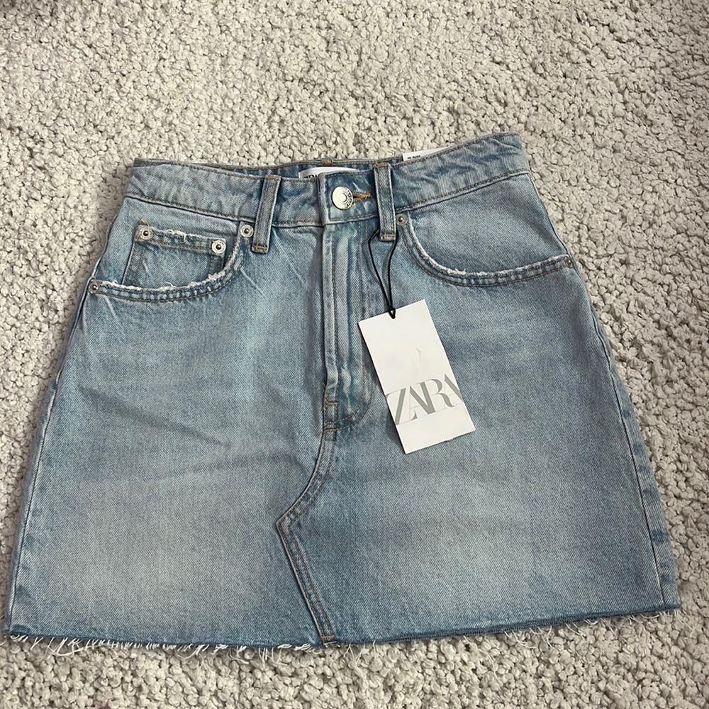 Zara Hi-Rise Jean Denim Skirt NWT